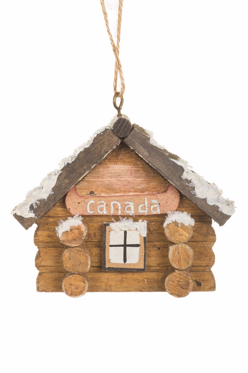 Umber Canada Log Cabin Ornament