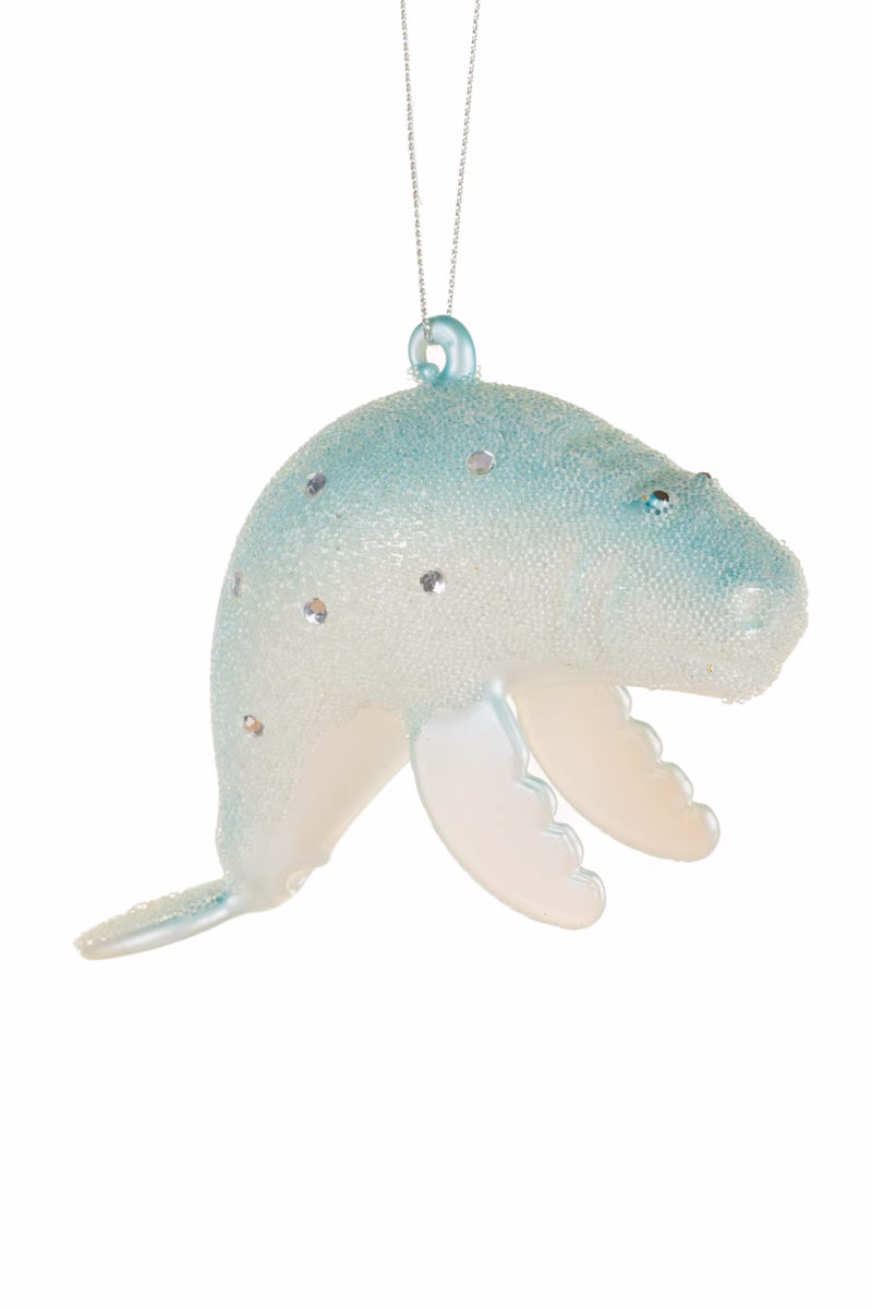 Hangable Baby Blue Manatee Ornament