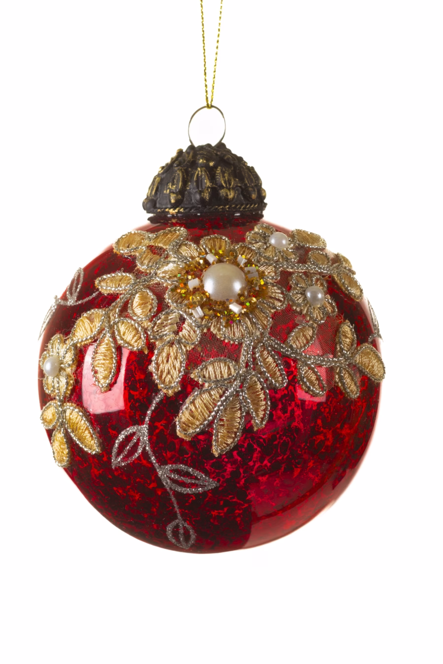 Red Pearl Mistletoe Bulb Ornament