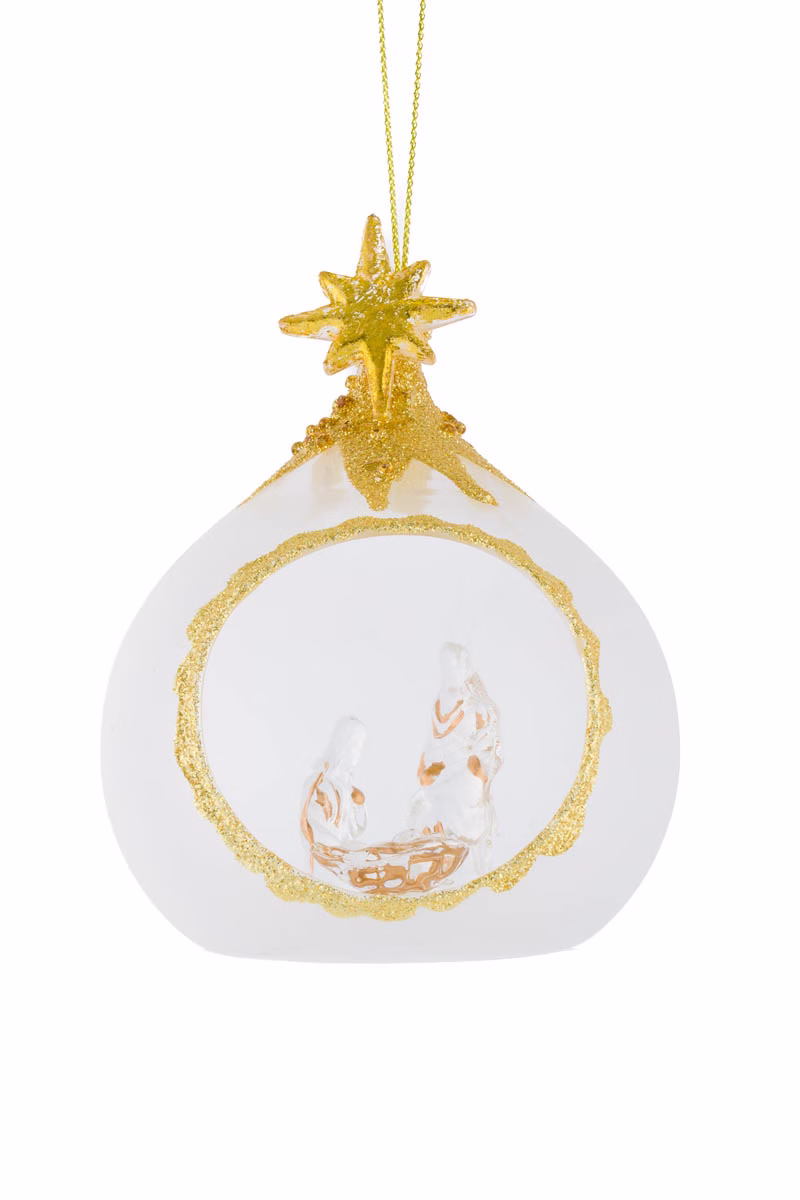 Hangable Gold Nativity Ornament