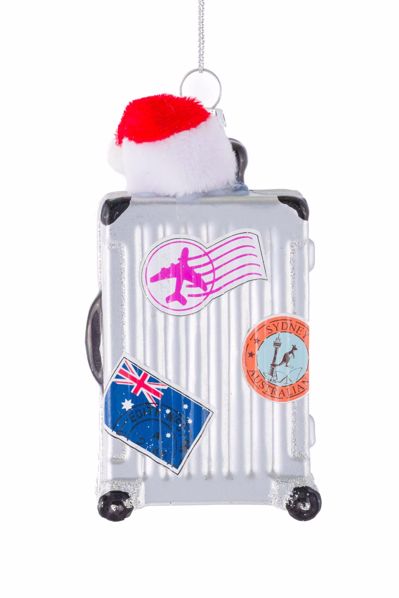 Hangable Silver Suitcase Ornament