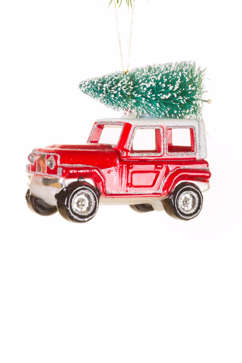 Hangable Red Jeep Ornament