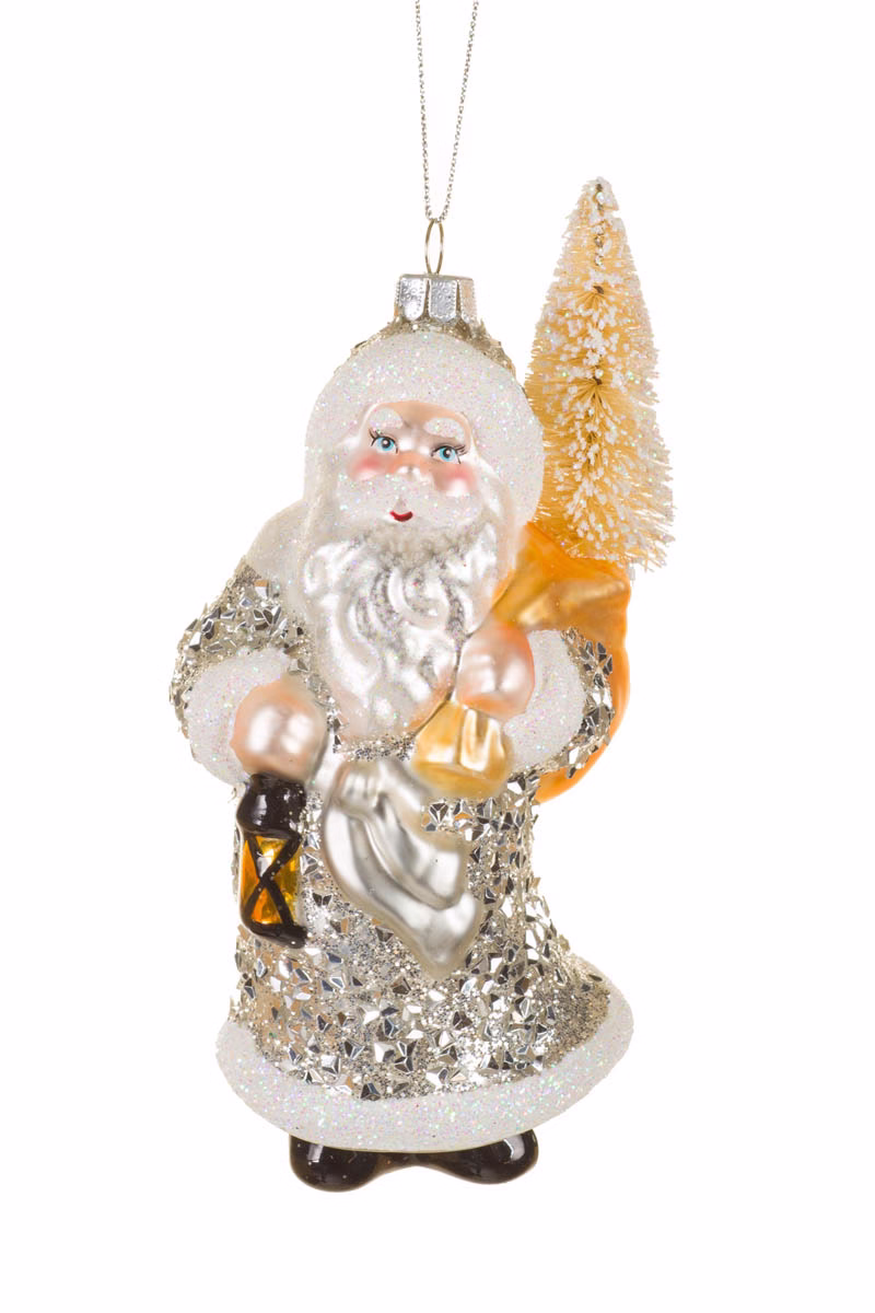 Silver Santa Ornament