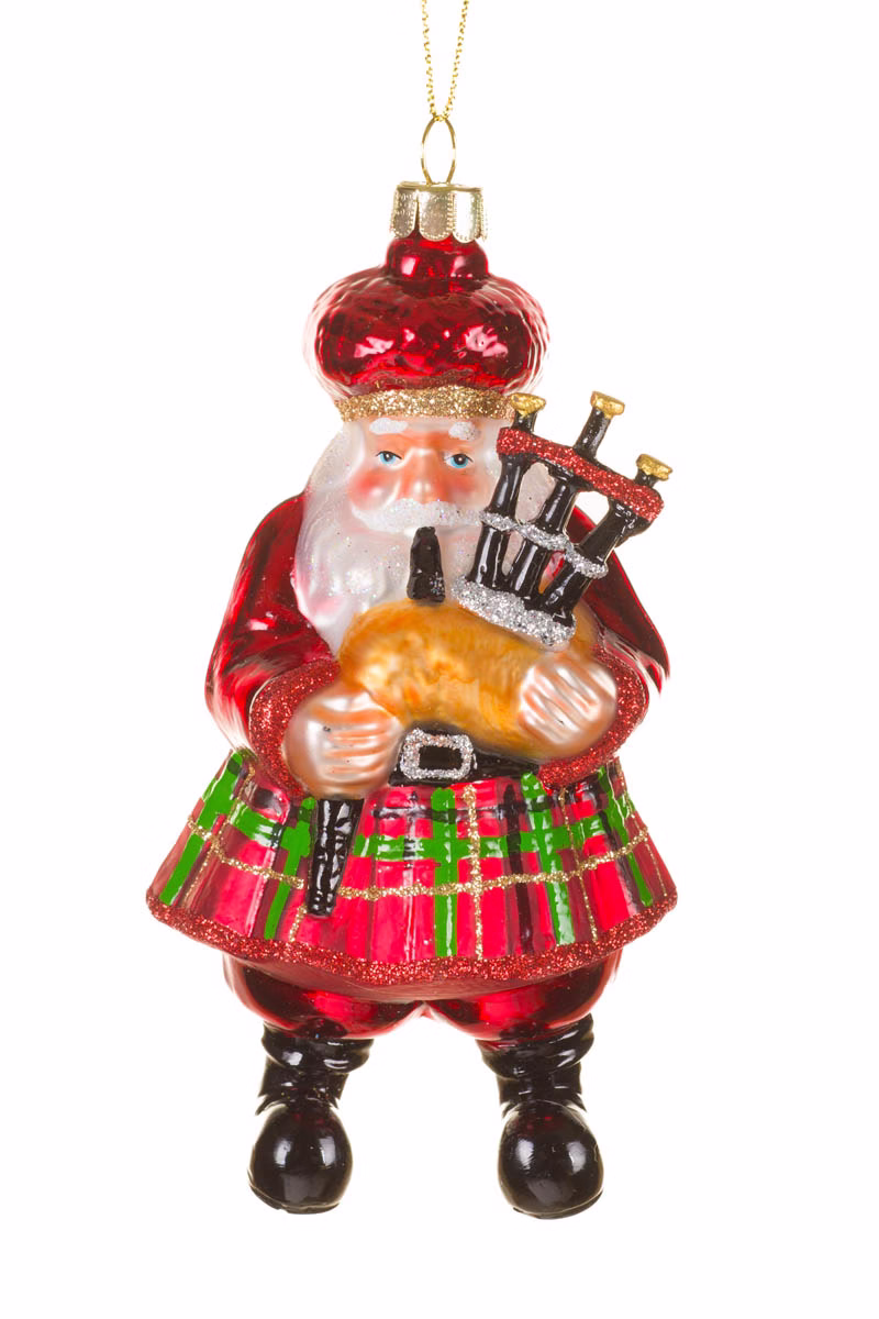 Red Scottish Santa Ornament