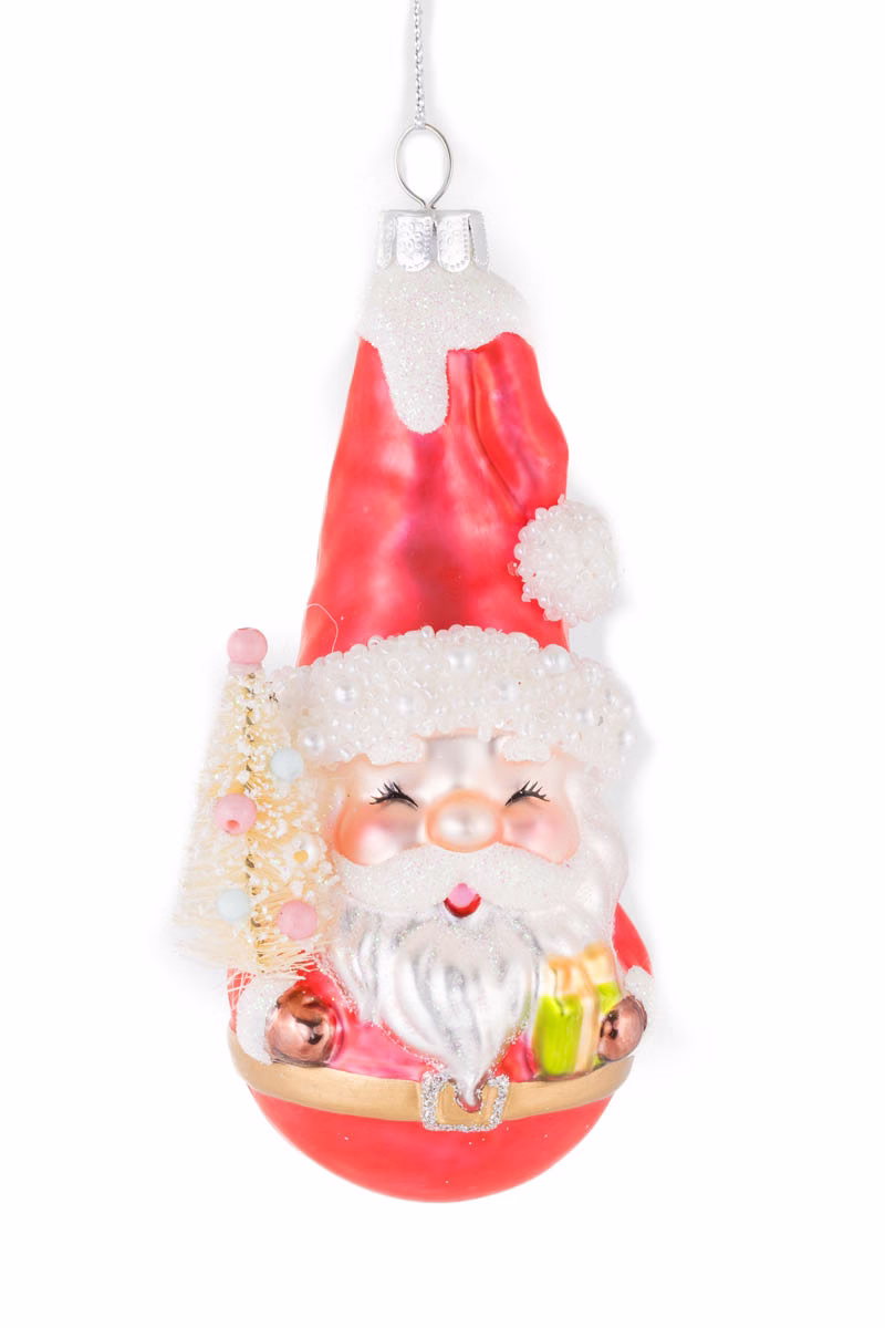 Red Gnome Santa Ornament