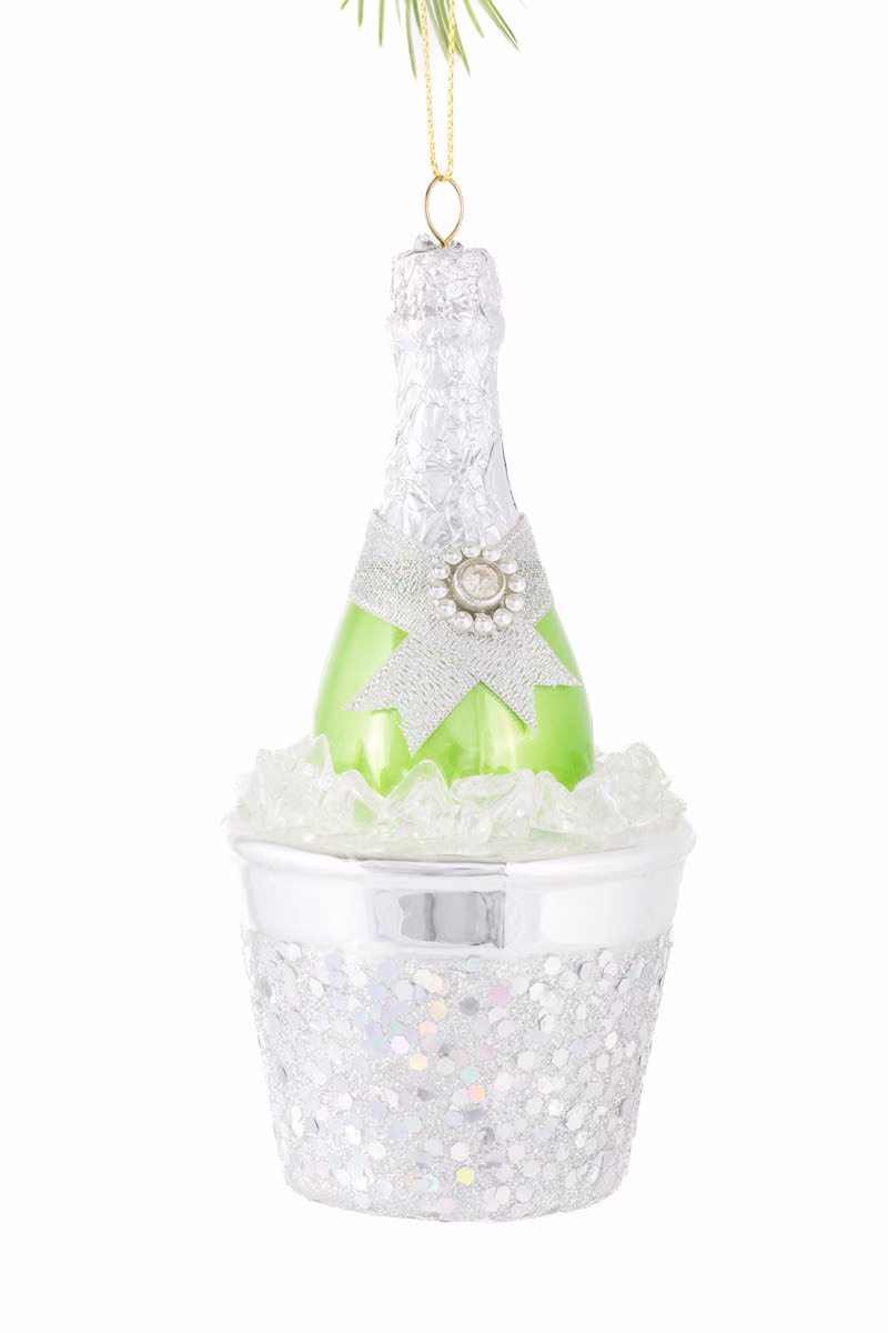 Green Champagne On Ice Ornament