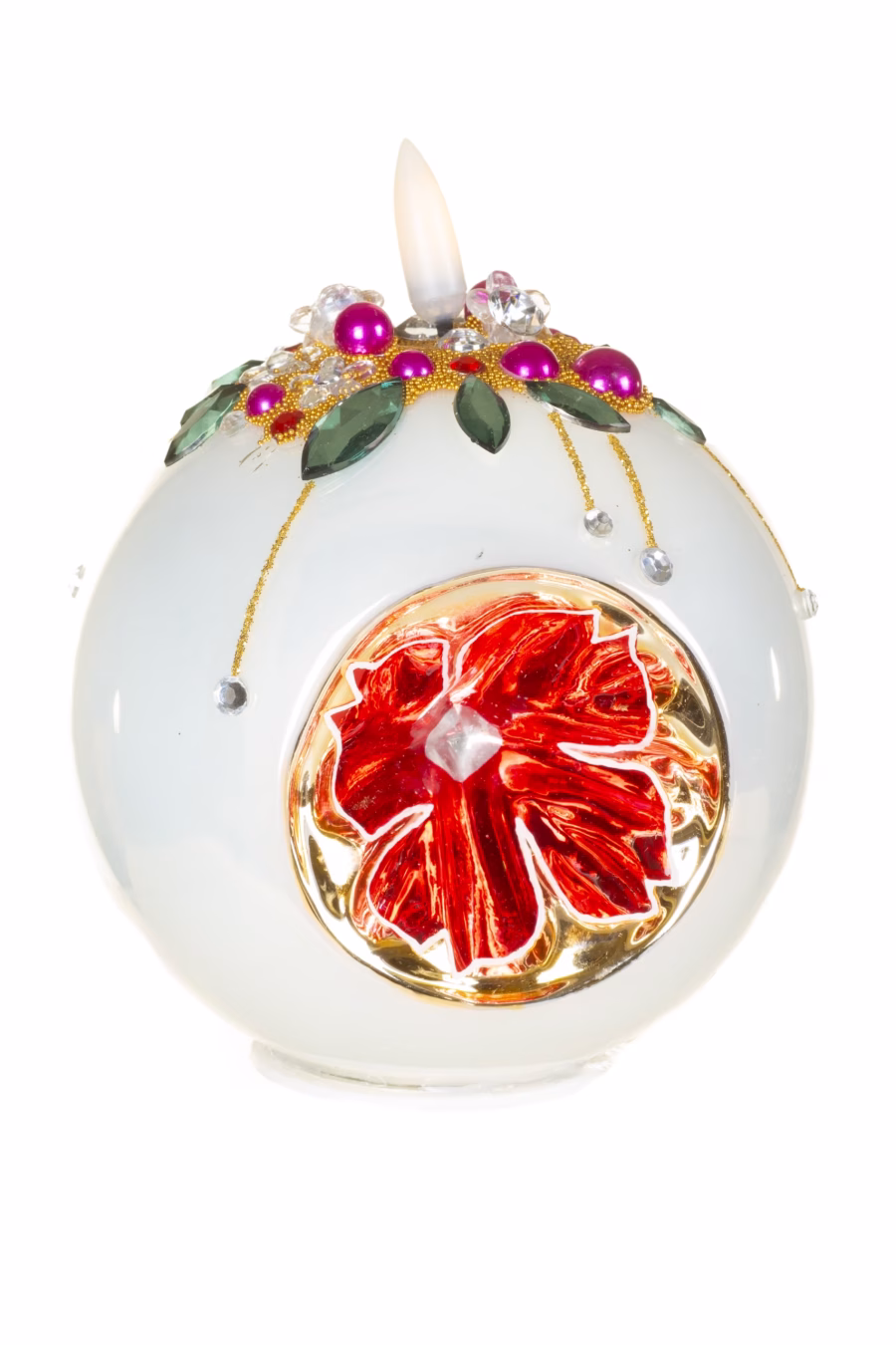 Ivory Jeweled Candle Ball Accent