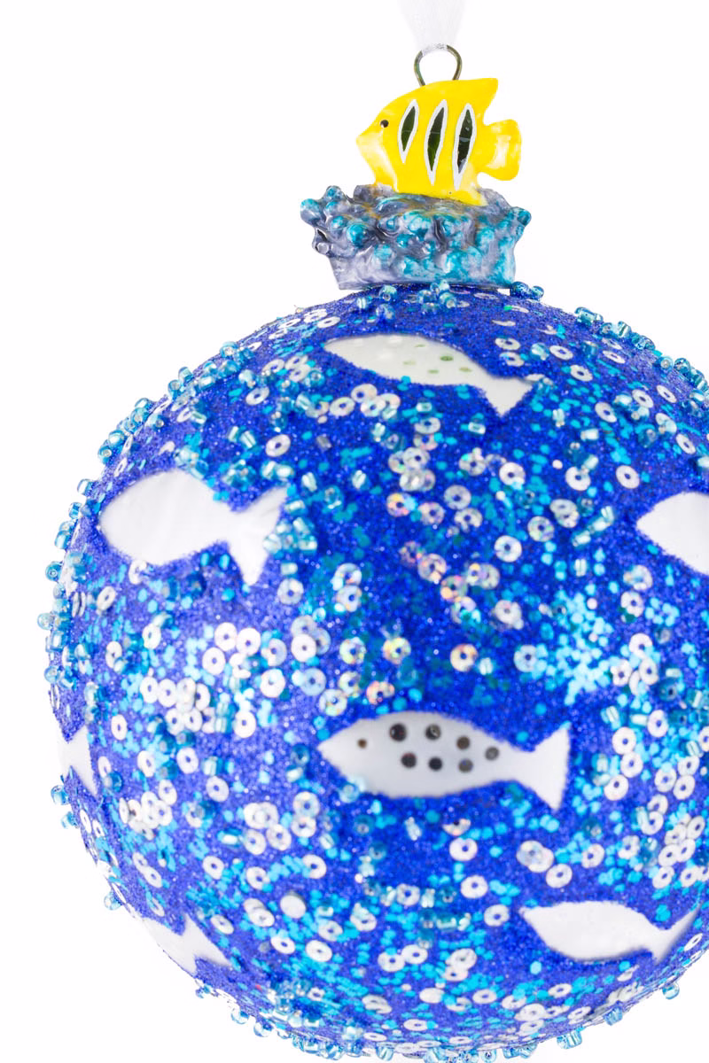 Ultramarine Butterfly Fish Bulb Ornament - Image 3