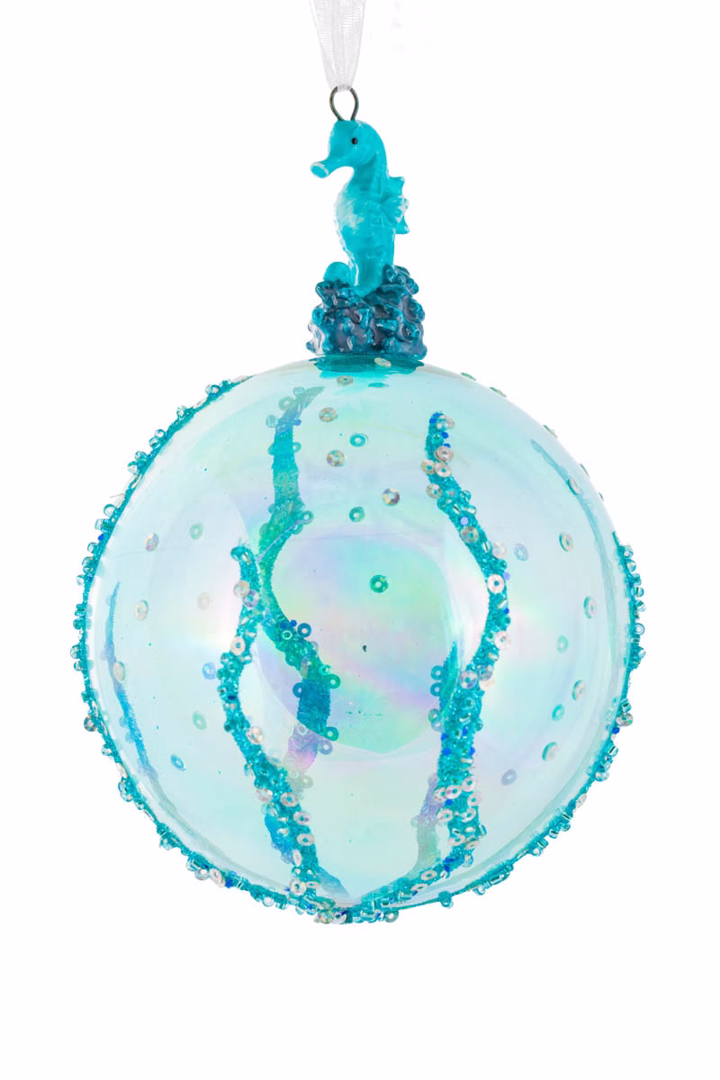 Blue Seahorse Bulb Ornament