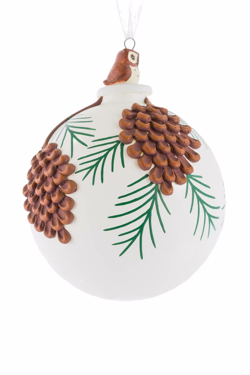 White Pinecone Ornament