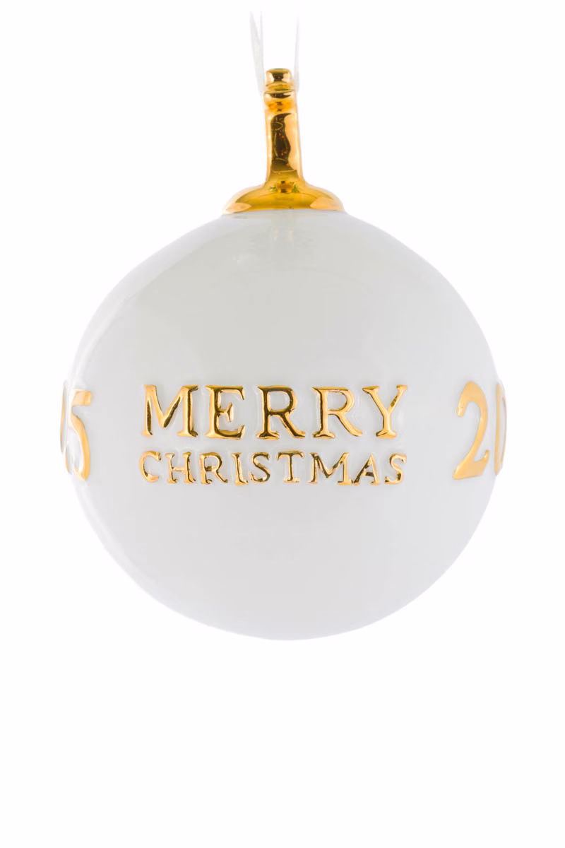White "Merry Christmas 2025" Ornament