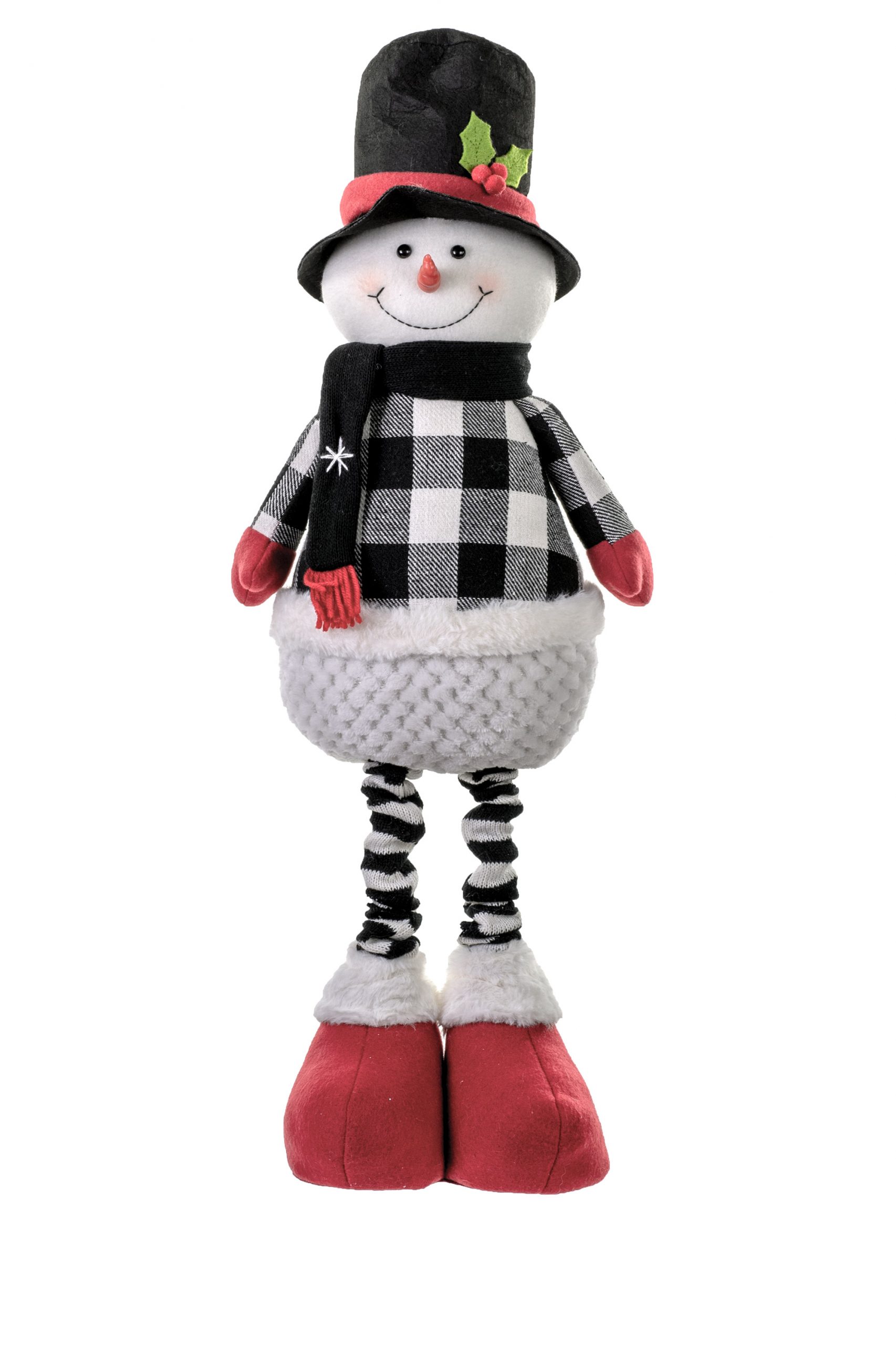 Black Plaid Standing Toque Snowman - Image 4