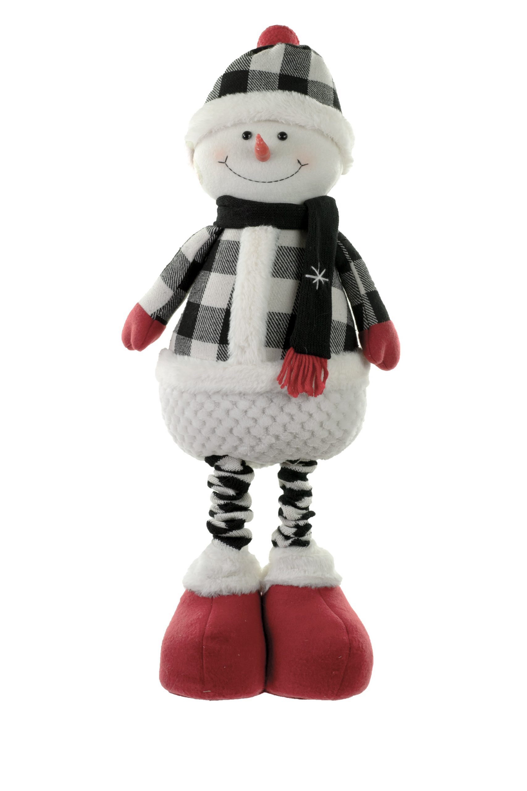 Black Plaid Standing Toque Snowman
