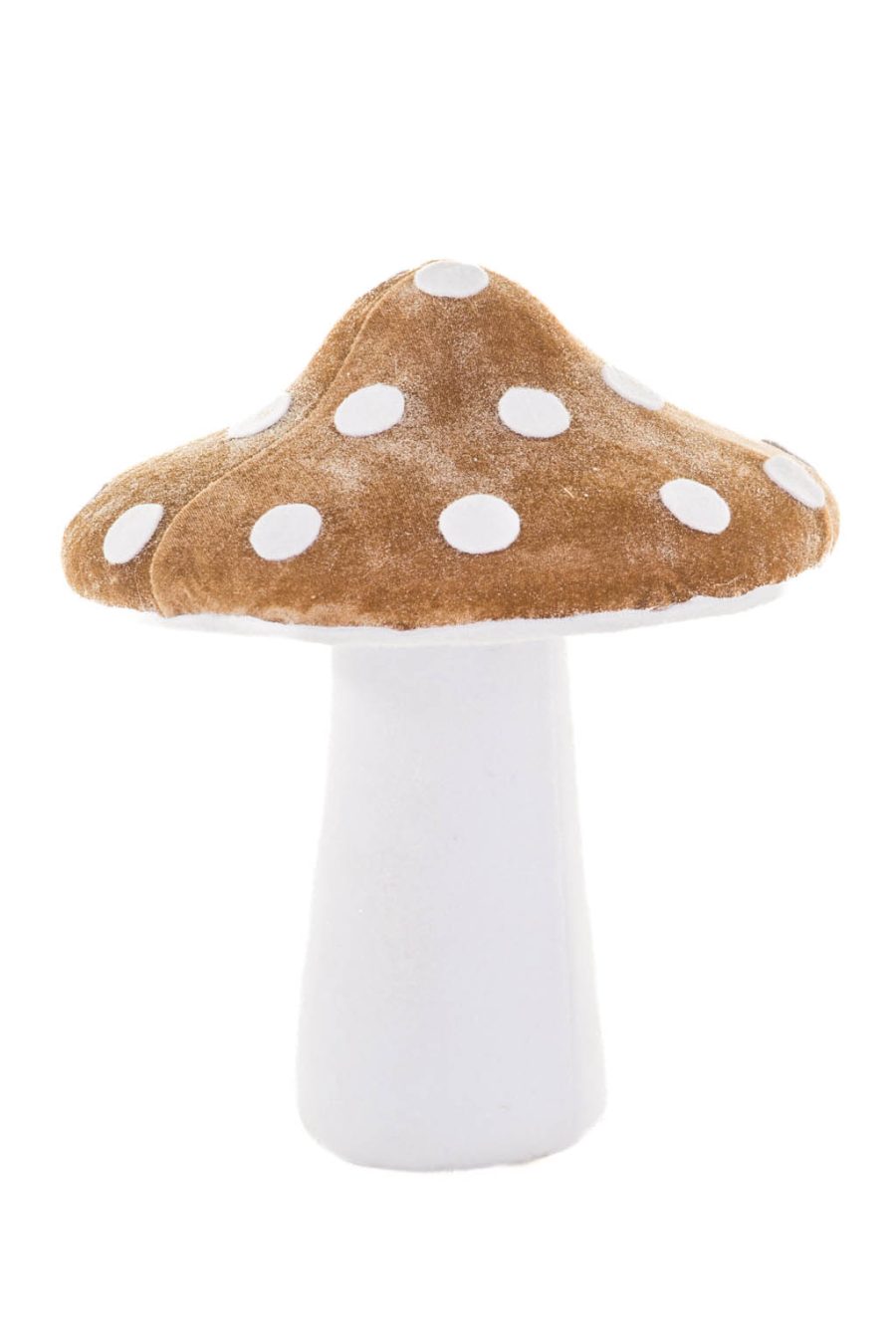 White and Brown Velvety Lightly Glittery Mushroom