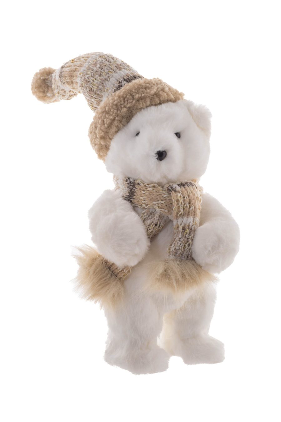 White/Beige Cotton Standing Eager Bear