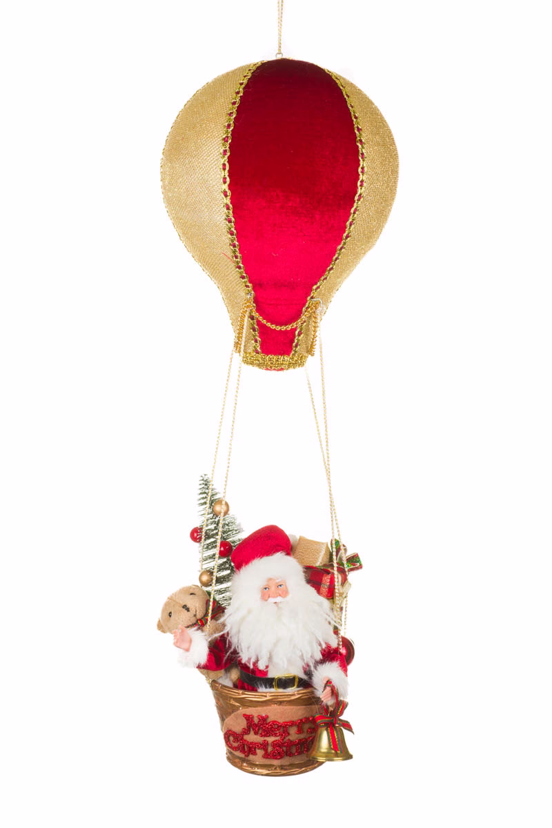 Hanging Red Santa's Hot Air Balloon Decoration