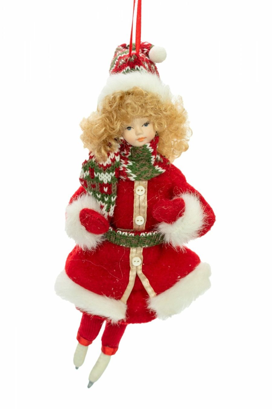 Burgundy Hanging Skating Girl Ornament