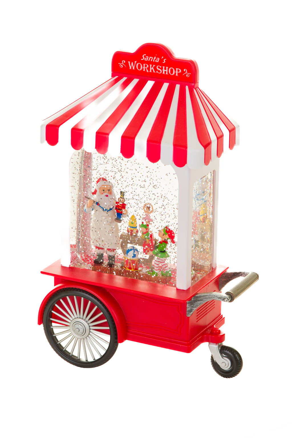 Red and White Candycane Candy Cart Warm White LED Santa'S Workshop with Wheels - Image 2