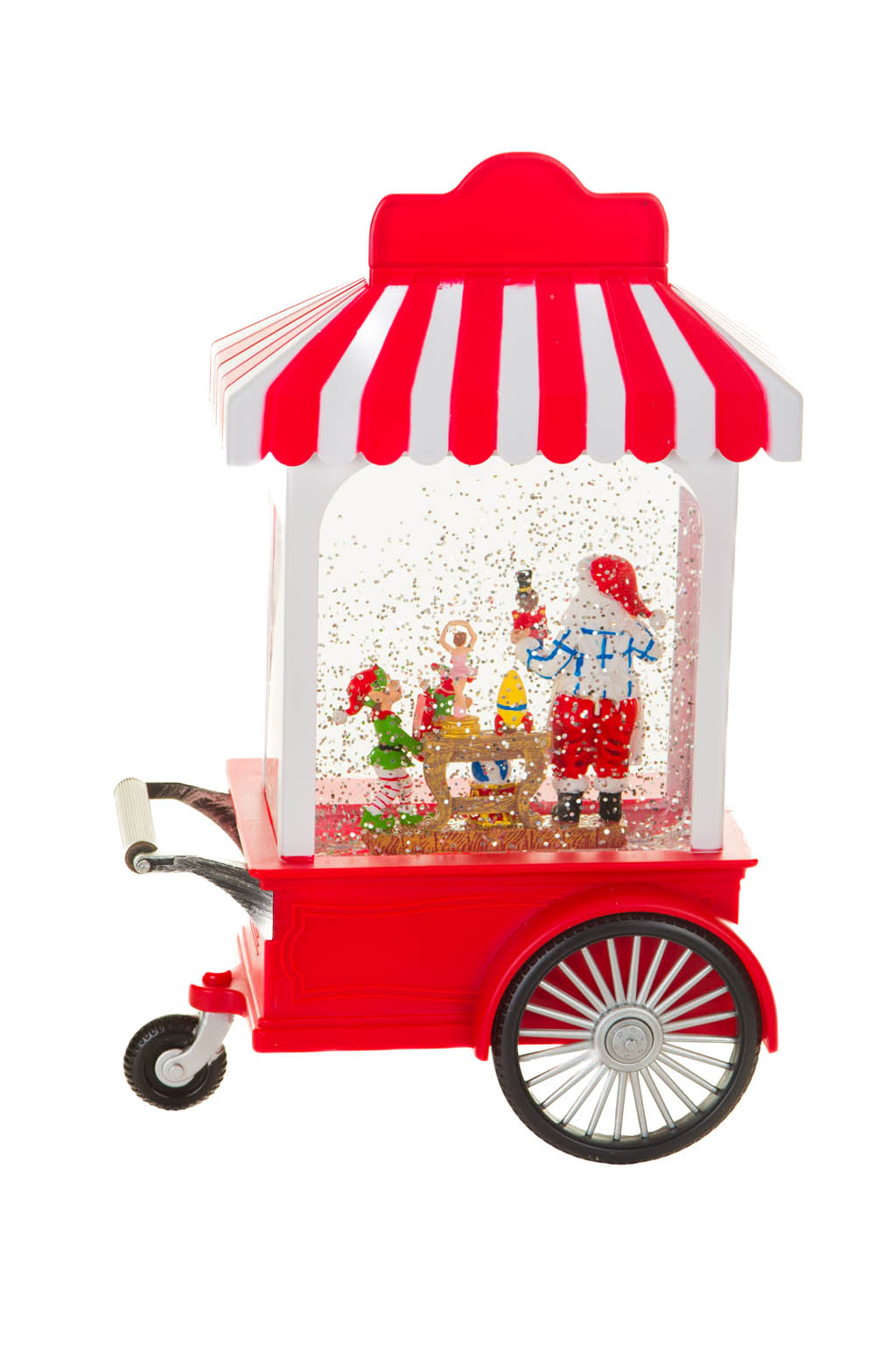 Red and White Candycane Candy Cart Warm White LED Santa'S Workshop with Wheels - Image 3