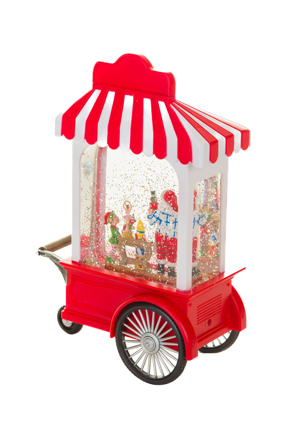 Red and White Candycane Candy Cart Warm White LED Santa'S Workshop with Wheels - Image 4