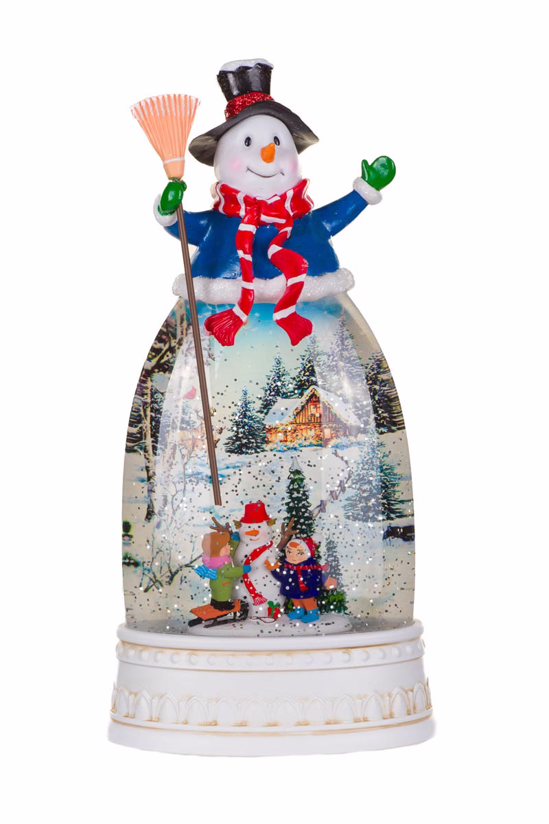 Blue Snowman Snow Globe