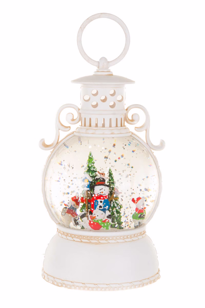 Rotating White Snowmen Family Snow Globe
