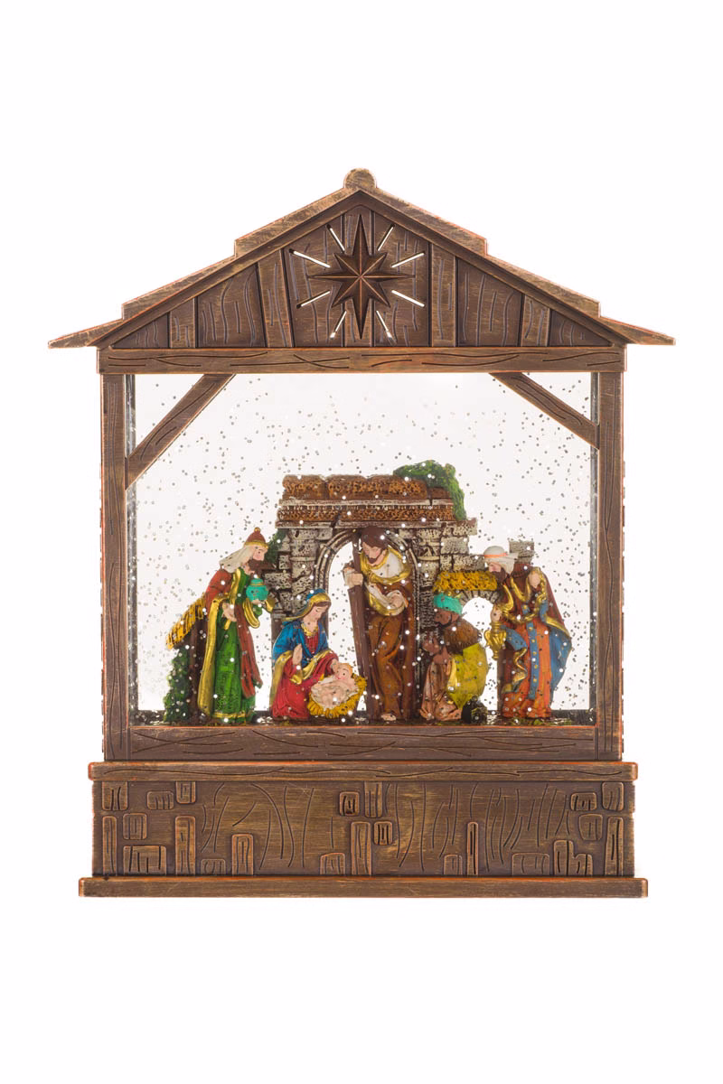 Brown Nativity Snow Globe