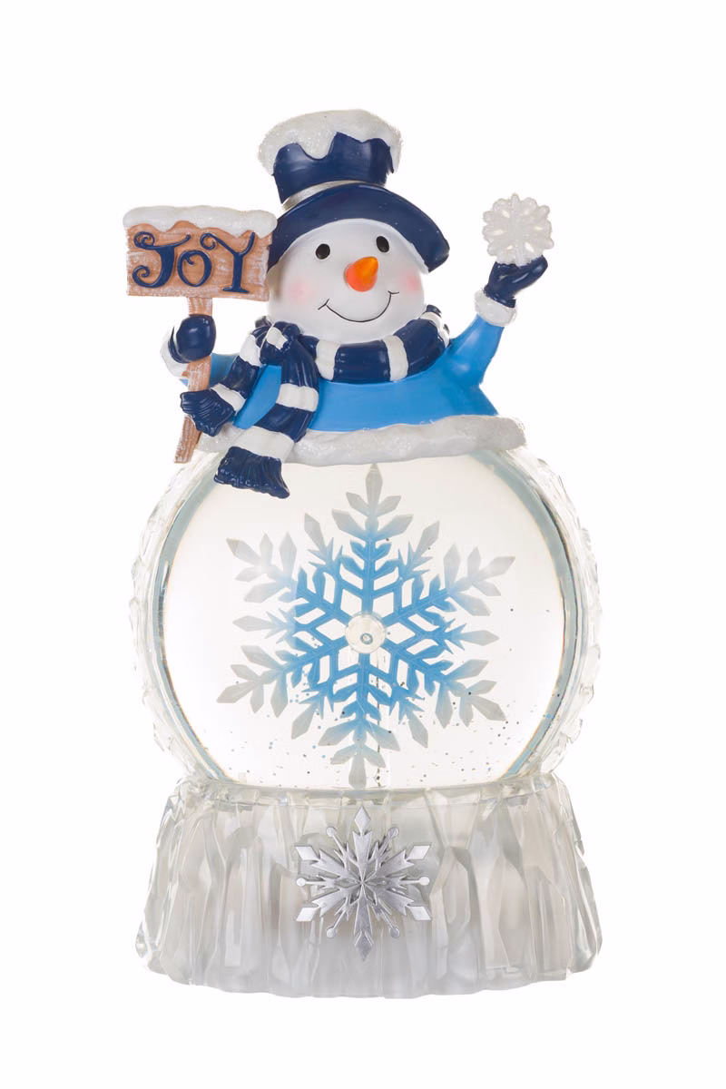 Blue Snowman Snow Globe