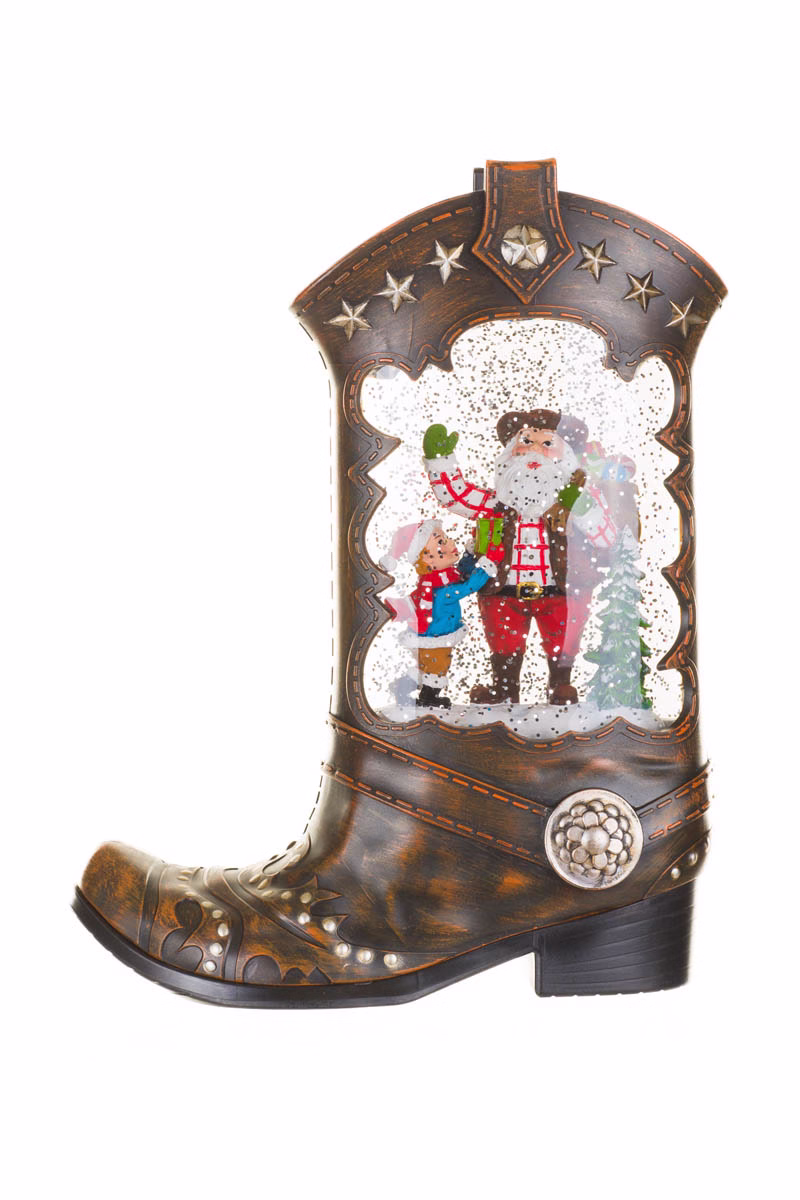 Brown Cowboy Boot Snow Globe