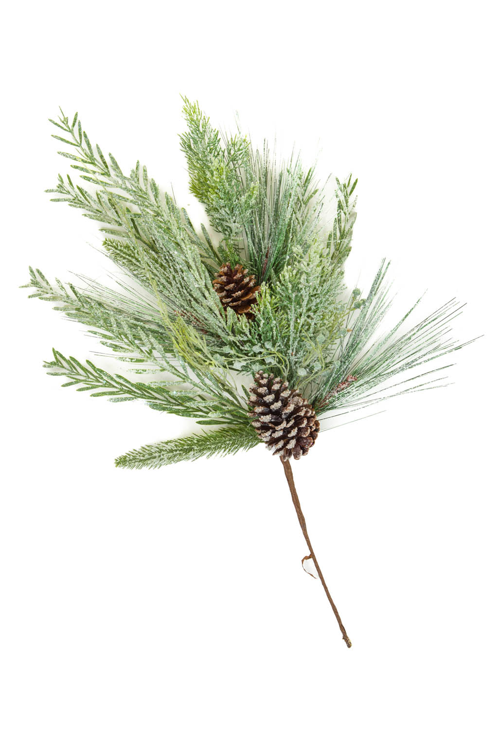 Glittery Green Tree Pick with Glittery Pinecones