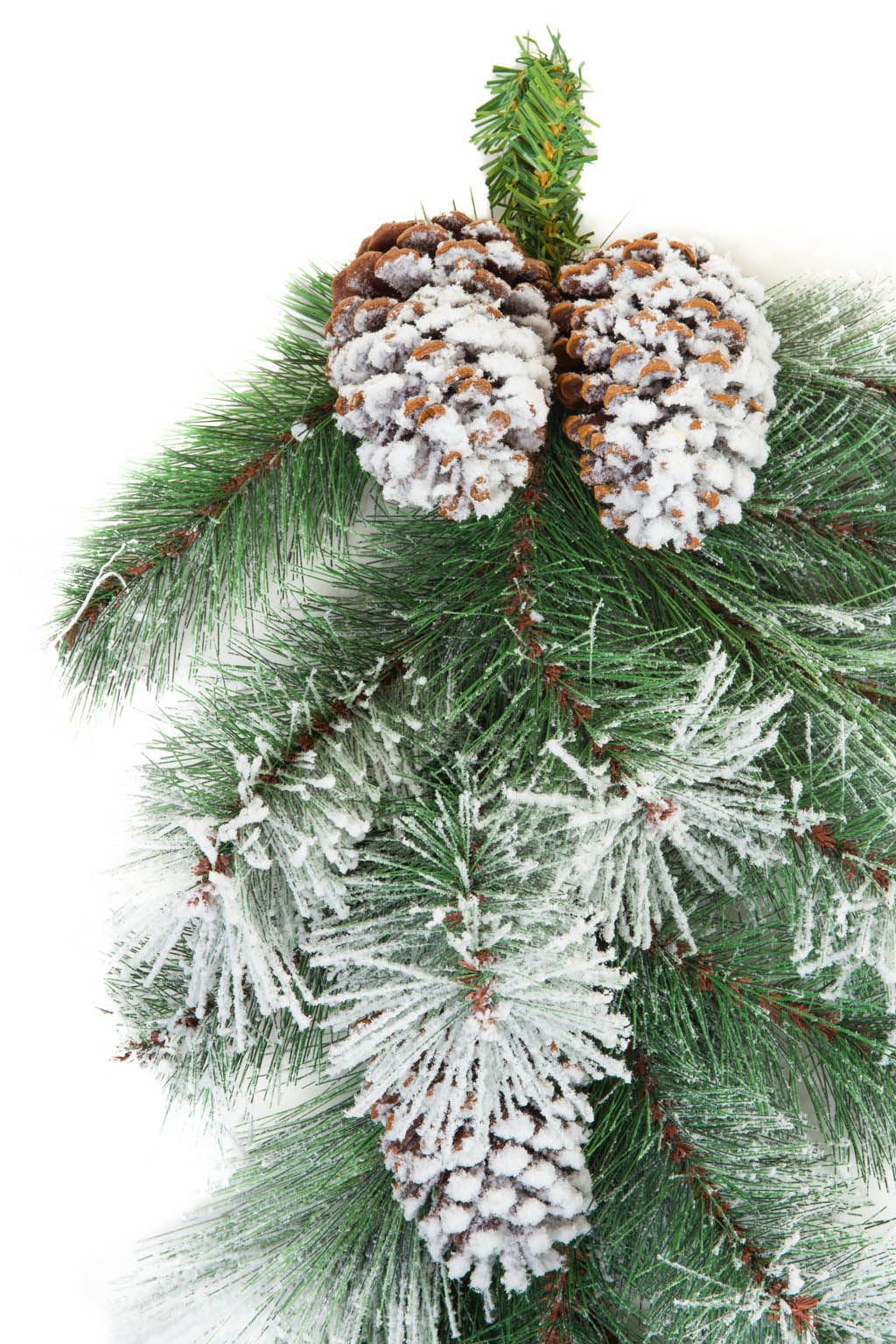 Hangable Green and White Flocked Tear Drop Swag with Frosted Berries - Image 2