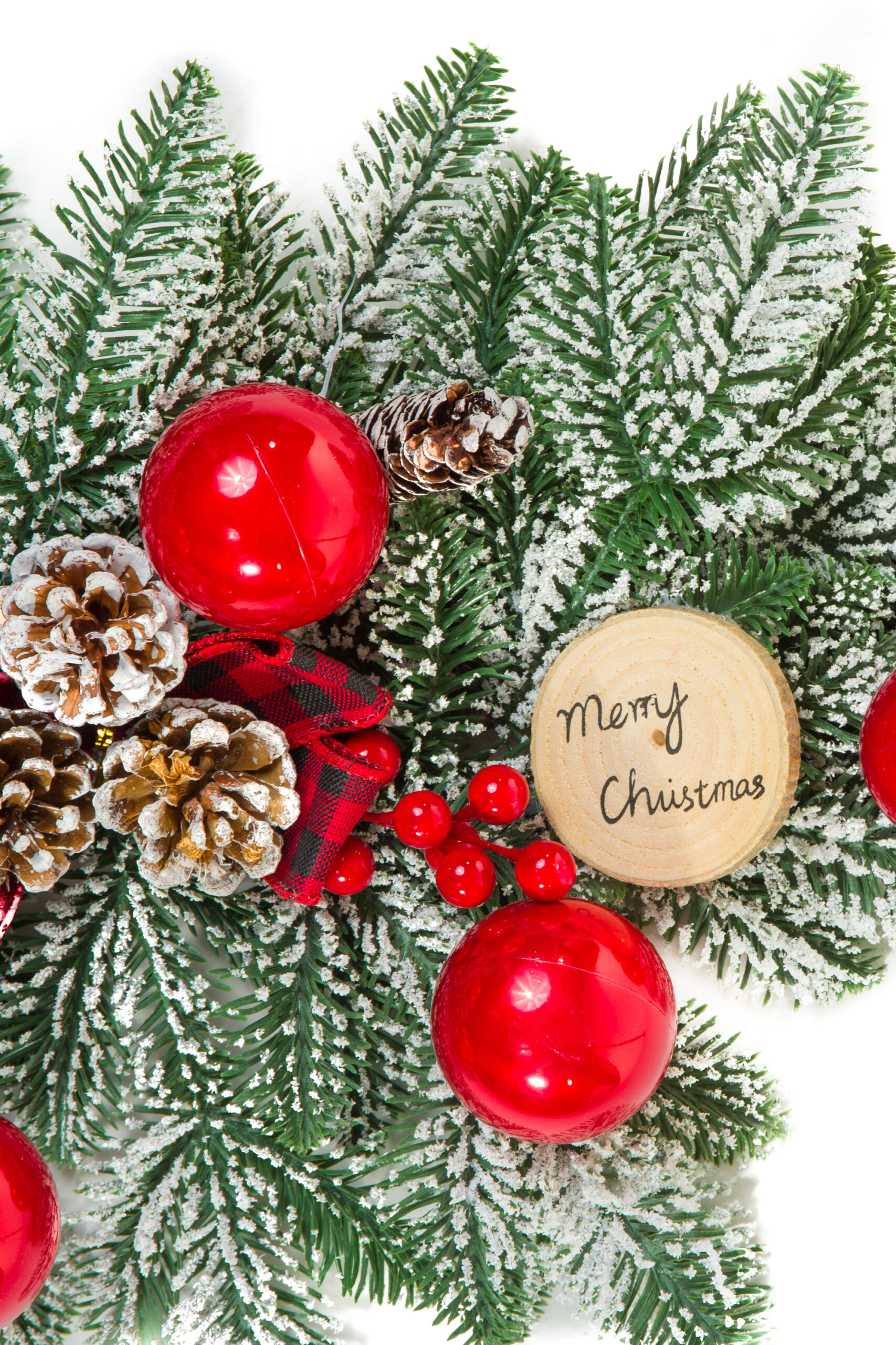 Hangable Green and Red Flocked Ornamented Tear Drop Swag - Image 3