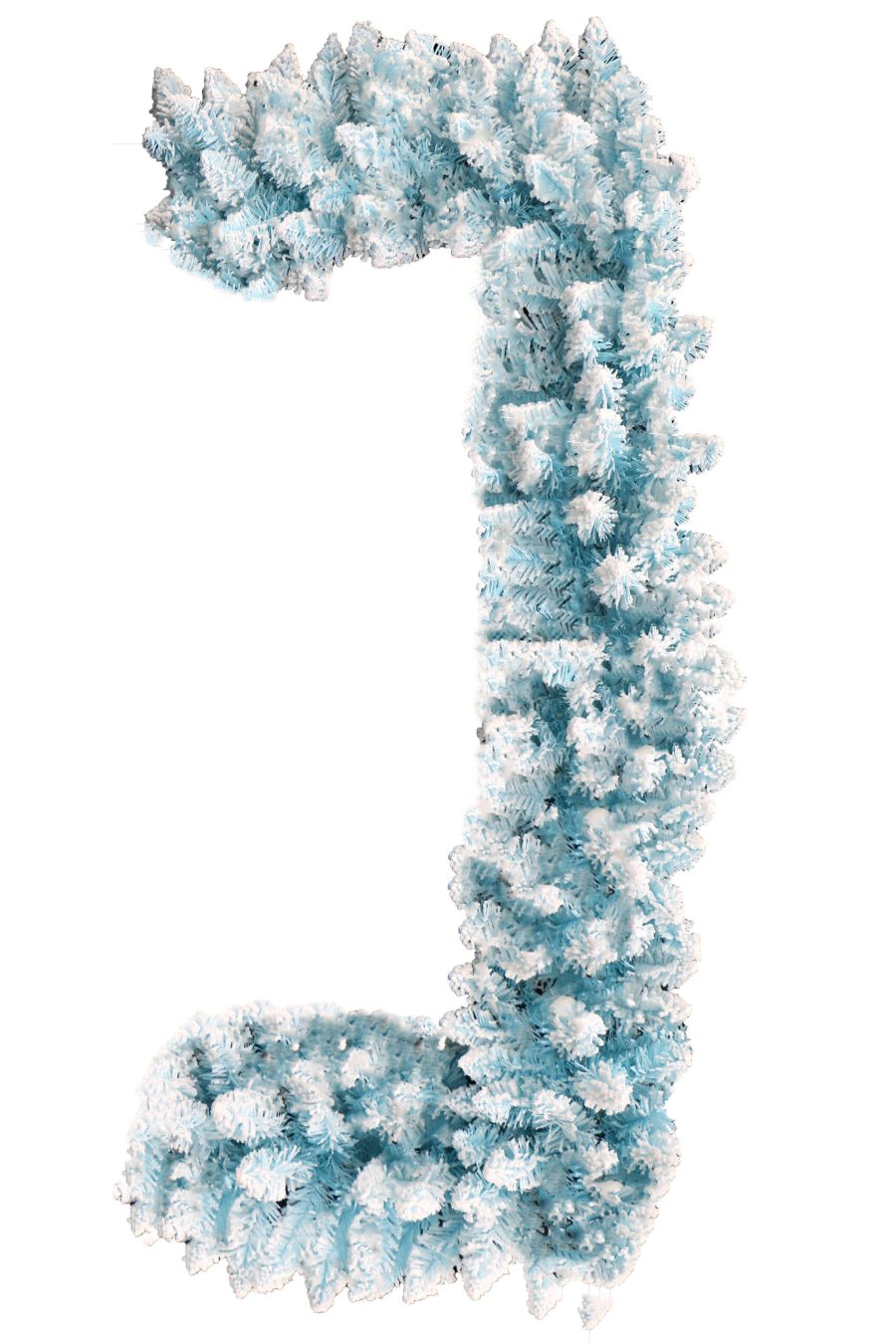 Hangable Baby Blue Flocked Garland with Metal Wire Frame