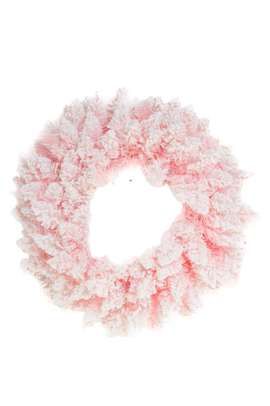Hangable Baby Pink Flocked Pretty Wreath with White Metal Frame