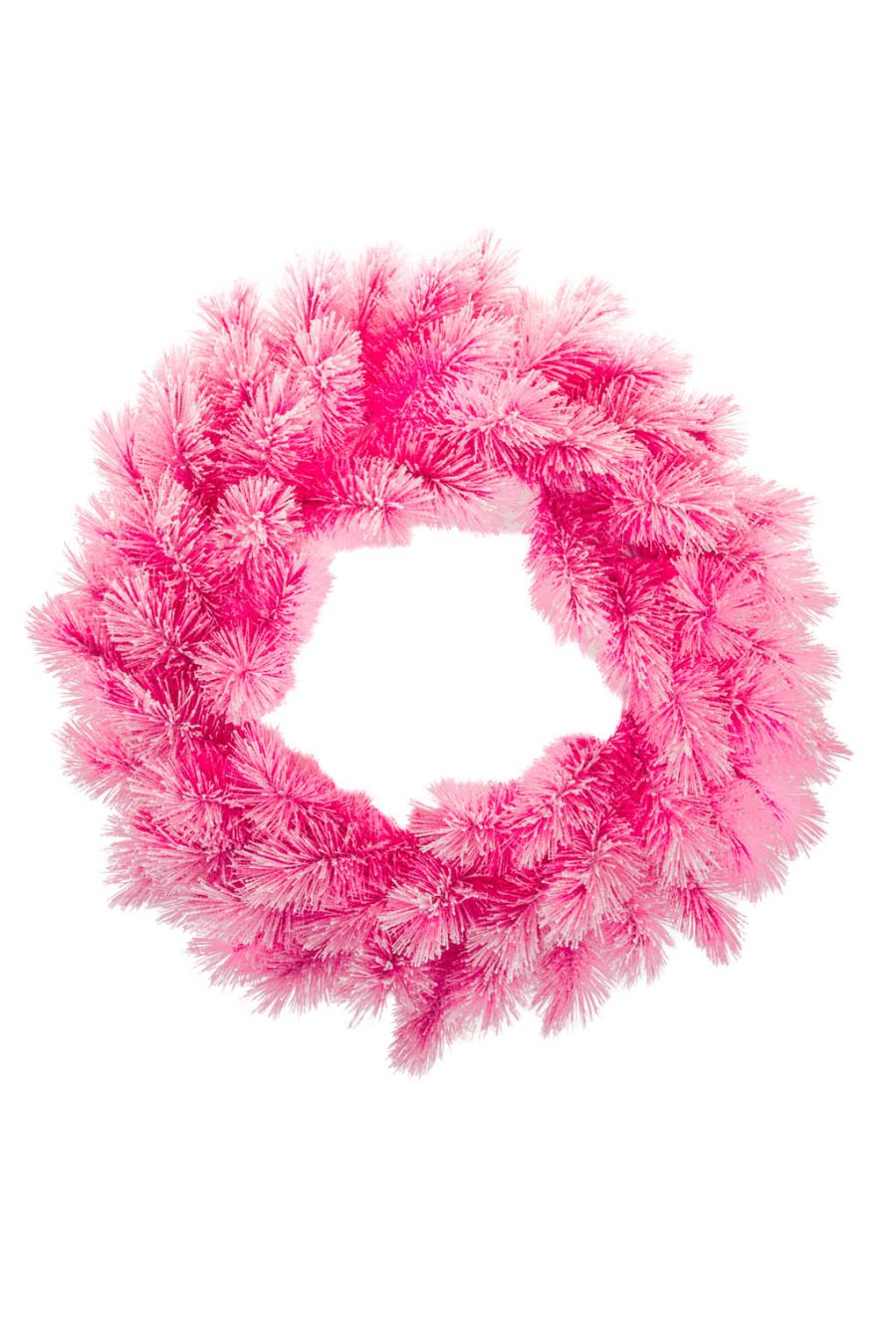 Hangable Pink Flocked Wreath with Metal Wreath Frame