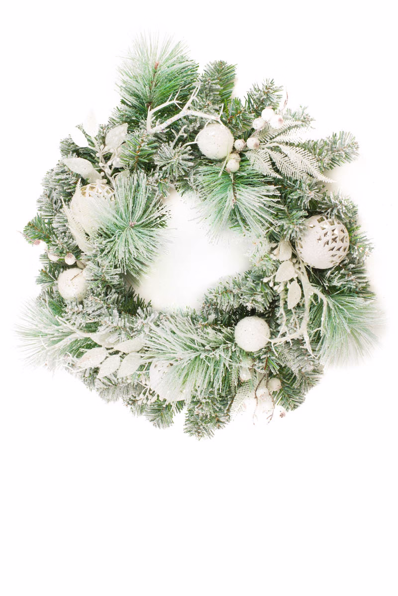 Hanging White Mixed Foliage Wreath