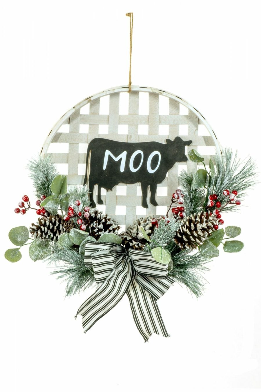 White Hangable Cross Woven Accent