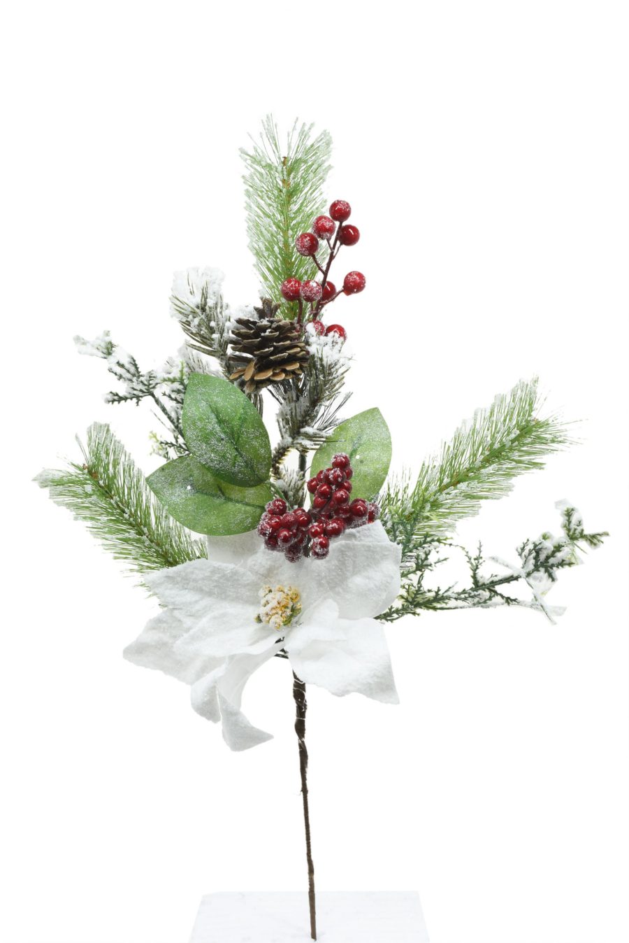 Green Frosted Poinsettia Spray