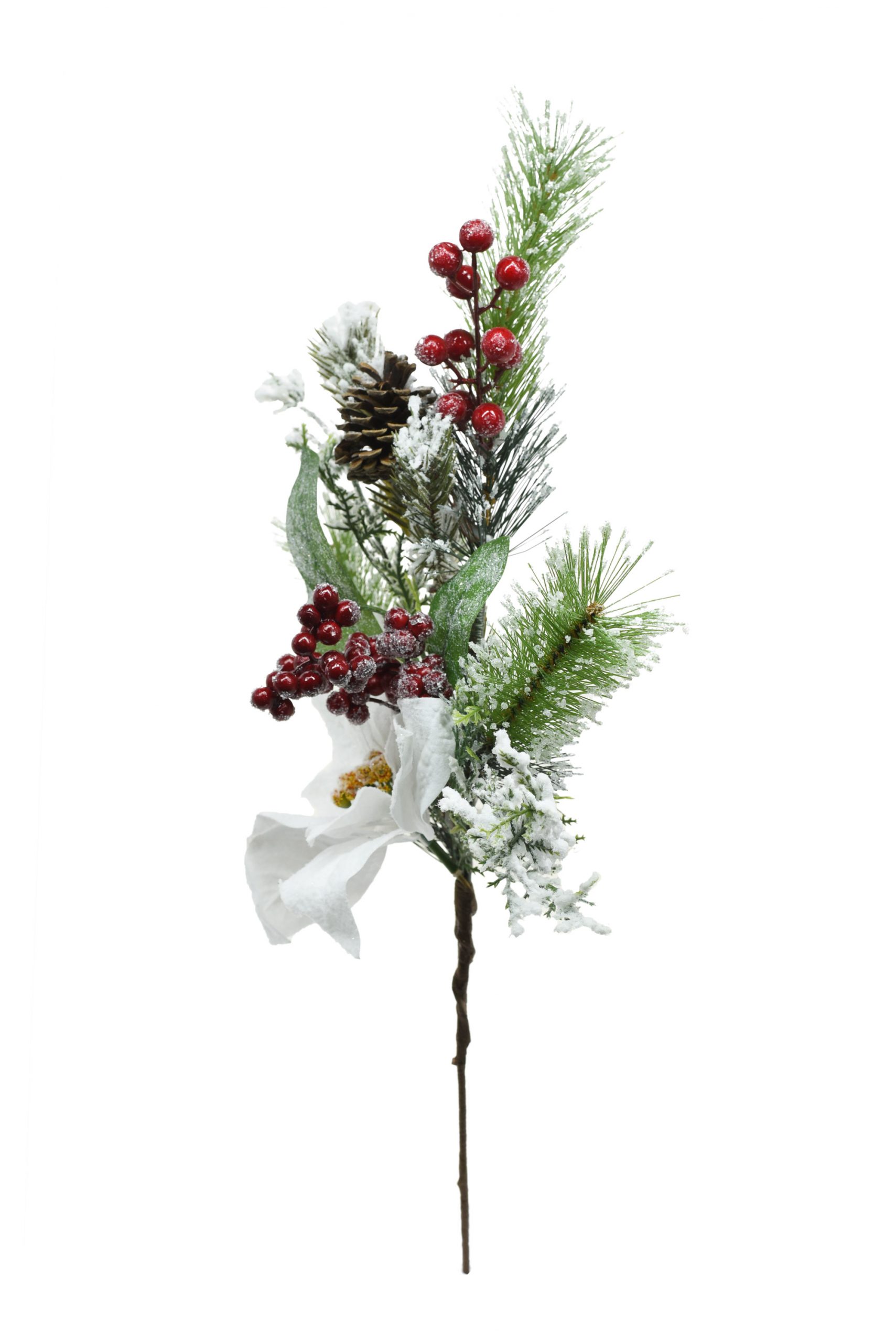 Green Frosted Poinsettia Spray - Image 2