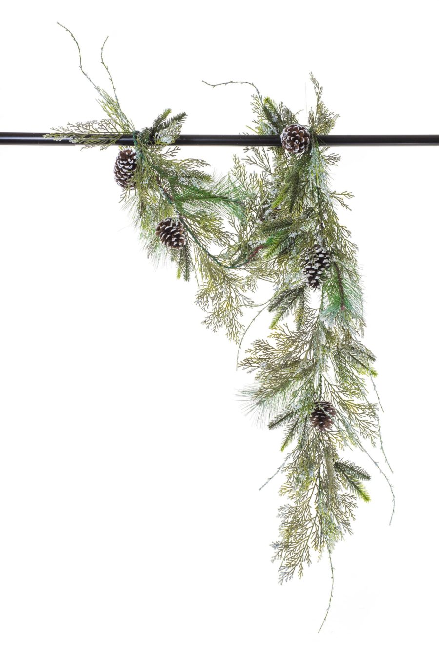 Green Iced Mixed Pine Garland with Sprouting Evergreen