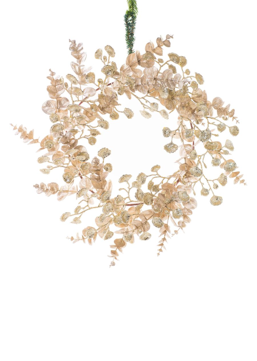 Beige Slightly Glittered Eucalyptus Wreath