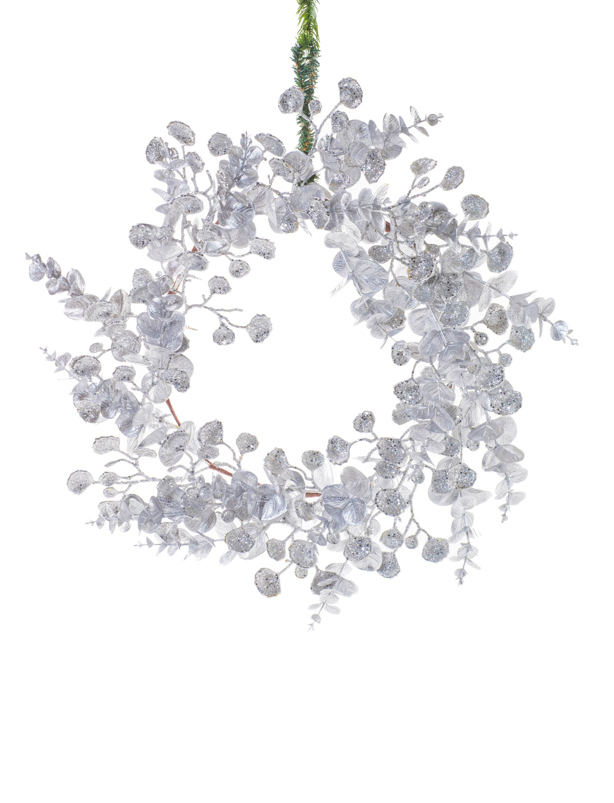 Silver Slightly Glittered Eucalyptus Wreath