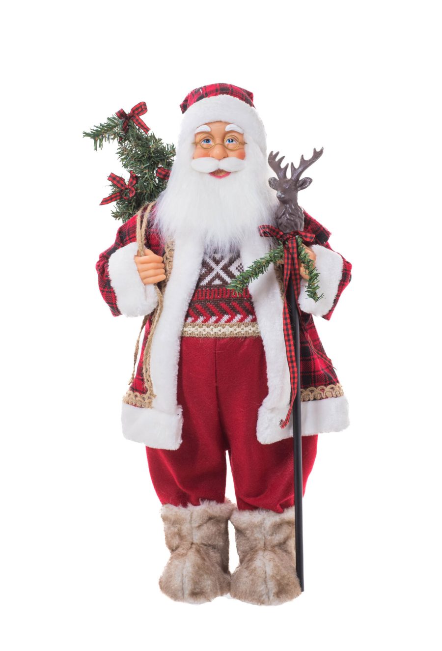 Red Fabric Standing Old World Santa of the Forest