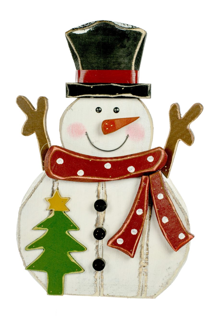 White Wood Standing Large Snowman