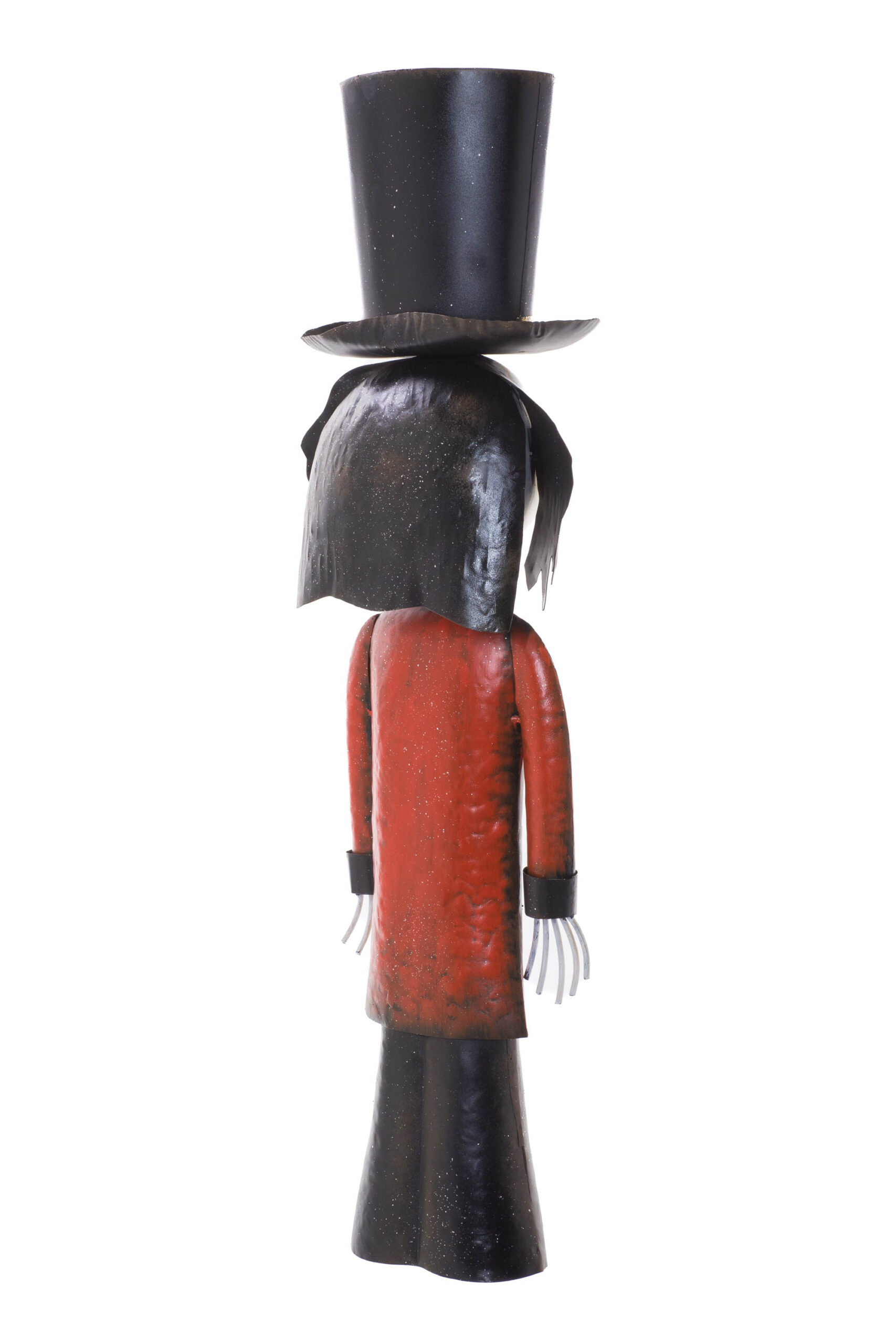 Black/White Metal Standing Smiling Mr. Skellington wearing Red Coat - Image 3