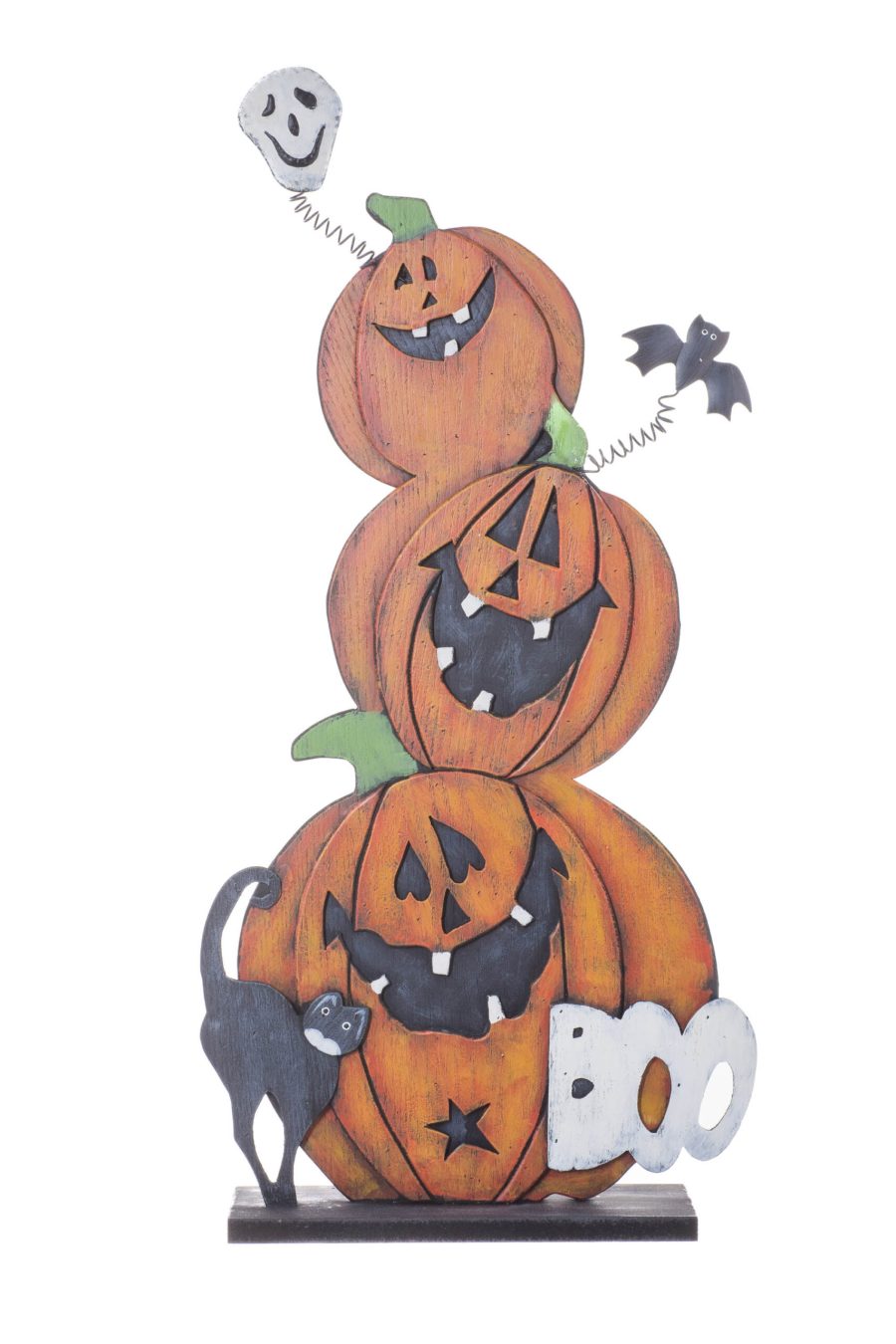 Orange MDF 3-Layer Pumpkin Spooky Decor with “BOO”