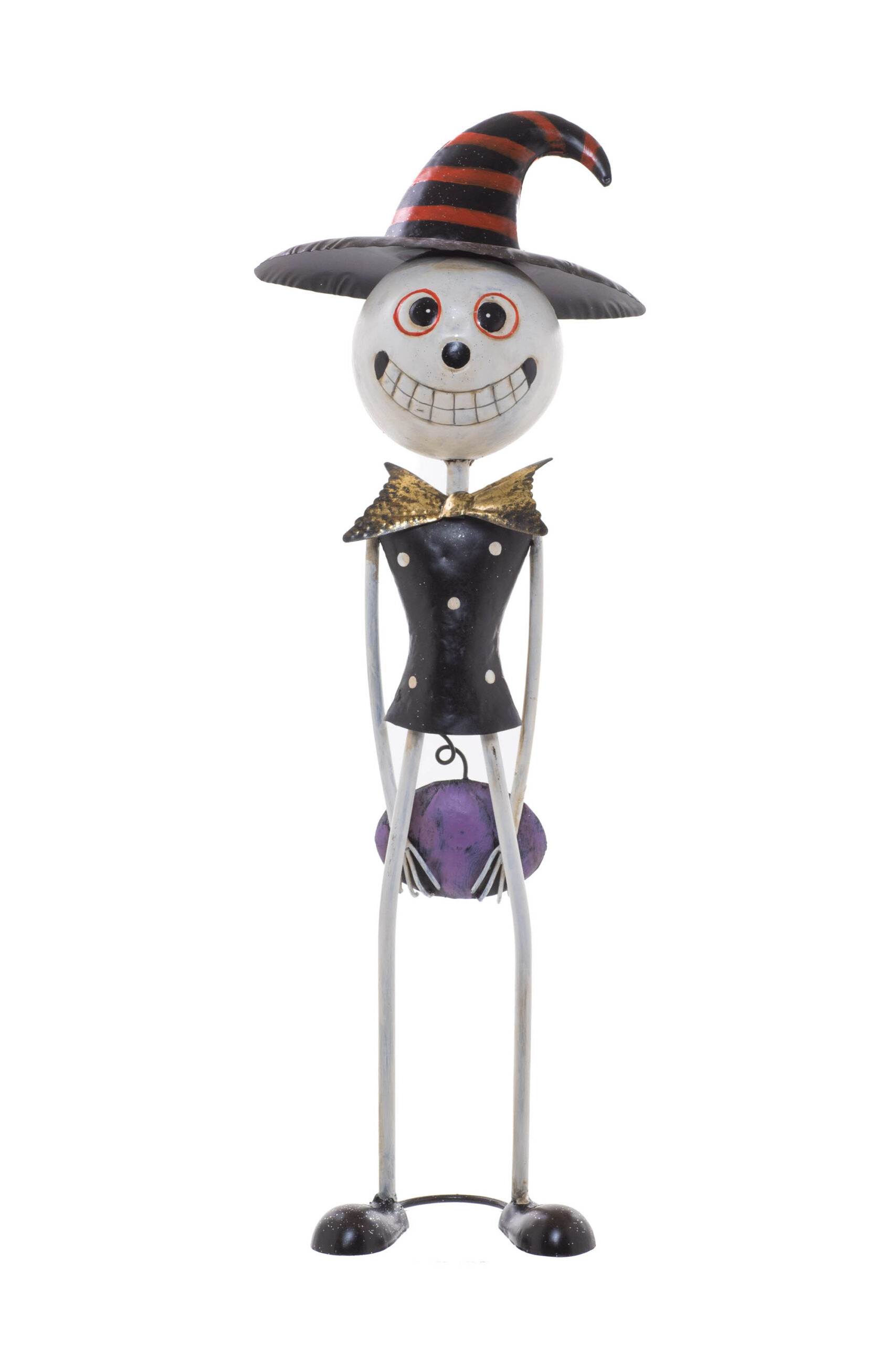 Black/White Metal Standing Smiling Skellington Jr. wearing Bow-Tie
