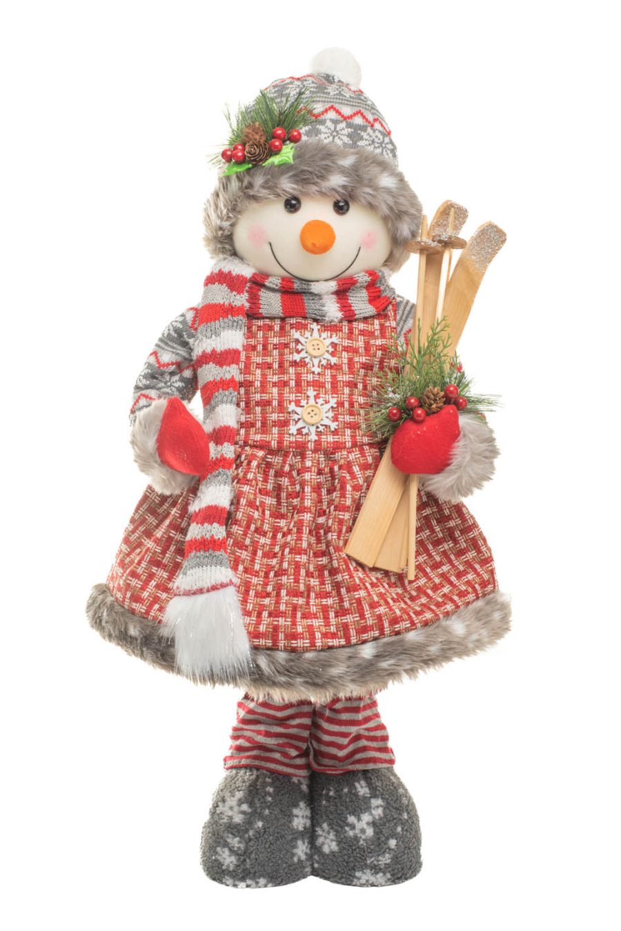 Red and White Tartan Cross-Stitch Snowman