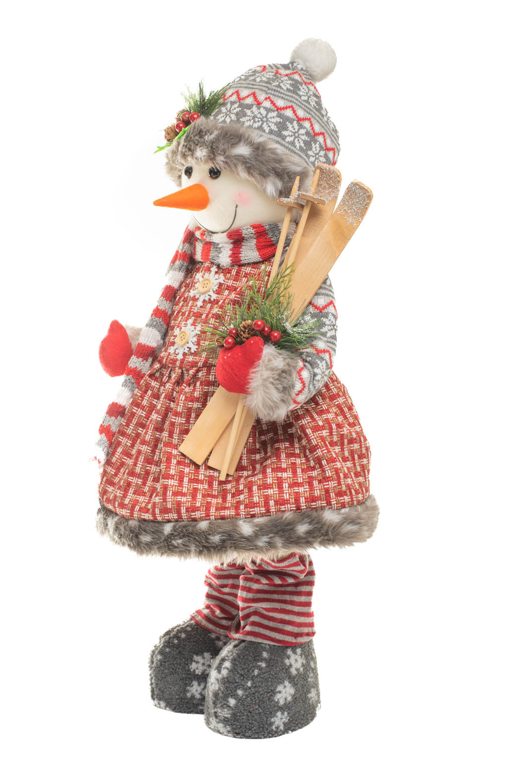 Red and White Tartan Cross-Stitch Snowman - Image 2