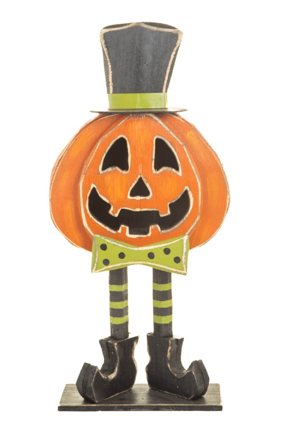 Orange and Black Wooden Smiling Jack-O-Lantern Standee